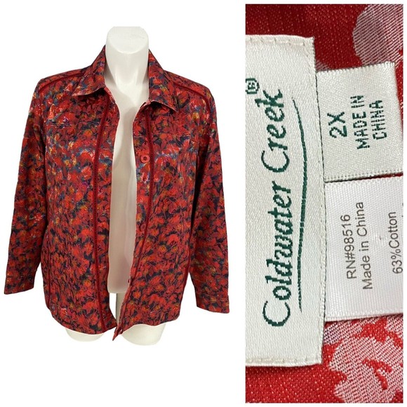 Coldwater Creek Blazer Womens 2X Reversible Jacket Harvest Work Office Red Fall - Picture 2 of 14